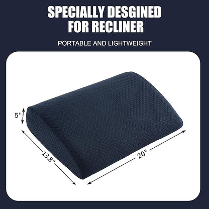 BALAPET Memory Foam Lumbar Support Pillow for Recliner Chair, Extra Large Back Support Cushion for Elderly, Supportive Lumbar Support Pillow, Thick Backrest for Home Reading, 20x14x5, Navy Blue