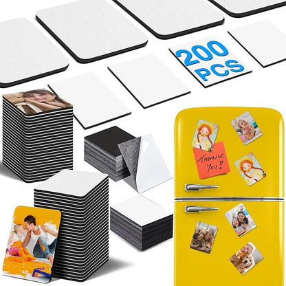 200Pcs Sublimation Magnet Blanks Set,Personalized Sublimation Refrigerator Magnet for Home Kitchen Microwave Oven Decor&Office Calendar with 100PCS Blank Rubber Pad(6x8cm), 100PCS DIY Soft Magnetic