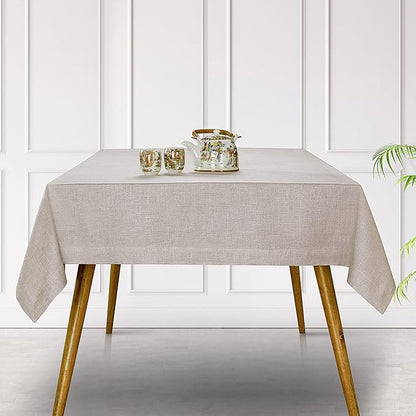 D'Moksha Homes Linen Tablecloth 52 x 52 Inch - 100% Pure Linen Natural Tablecloth - Machine Washable Dining Table Throw - Natural Tablecloth for Square Tables