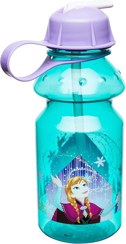 Zak Designs Disney Frozen Kids Water Bottle with Straw and Built-in Carrying Loop, Durable Water Bottle Has Wide Mouth and Break Resistant Design is Perfect for Kids (14oz, Tritan, BPA-Free)