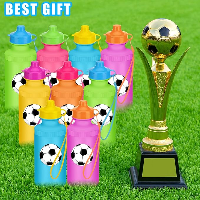 Zubebe 36 Pcs Sports Water Bottles Bulk 20 oz Squeeze Reusable Plastic Water Bottle with Nylon Strap Blank DIY Water Bottles for Kids Adults School Thanks Gift Outdoor Sport Fitness