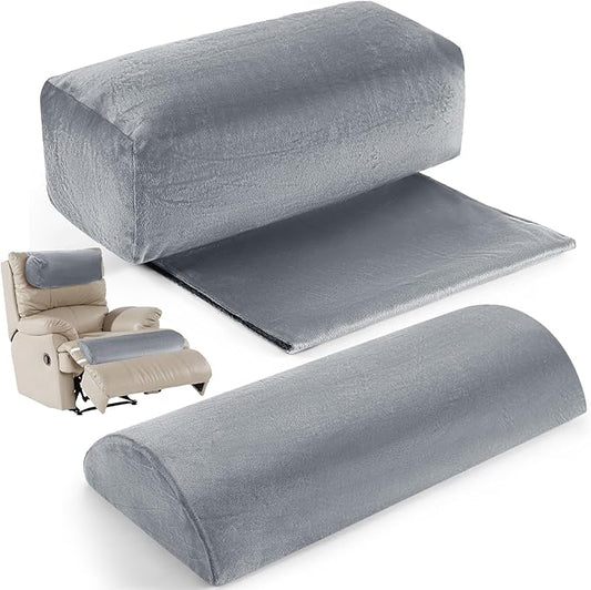 Yalikop 2 Pcs Non Slip Recliner Head Pillow Half Moon Bolster Pillow Set Neck Pillow for Office Chair Foot Pillow for Head Ankle Lumbar Support Leg Elevation Sleeping, Sofas and Loveseats (Grey)