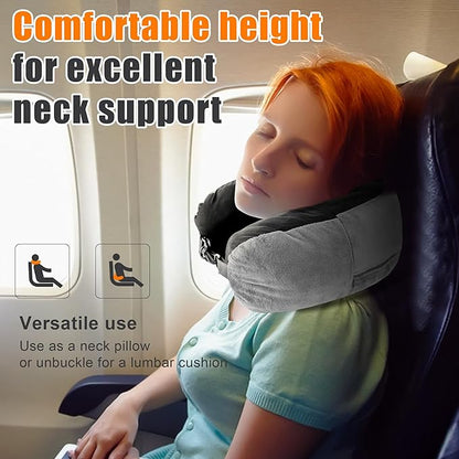 [2024 New Upgrade] 2-Pack Stuffable Travel Neck Pillow, Travel Pillow for Extra Luggage, Double-Sided Material Stuffable Pillow for All Seasons, Travel Essentials, No Filler