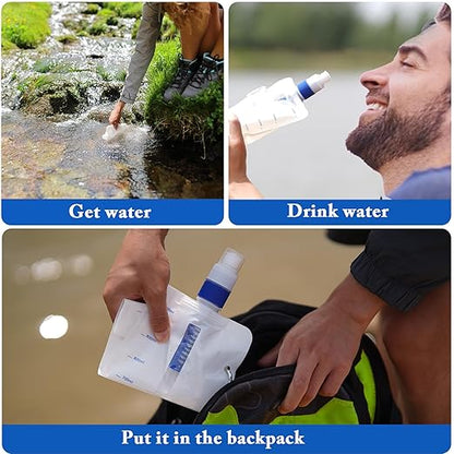 1.0L Collapsible Water Filter, Water Filter Backpack for Traveling, Portable Water Fiter, Outdoor Water Filter Camping, Hiking Water Filter (White)