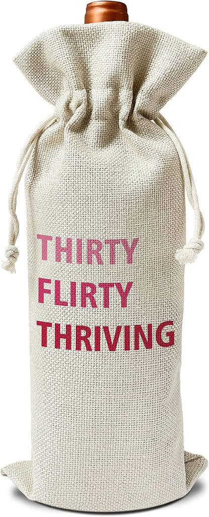 Zodvery 30th Birthday Wine Gift Bags - Gift for Thirty Birthday, 30 Years Old- Reusable Burlap With Drawstring Gift Bag (5.5"x 13.5")-1 Pcs/jiu019