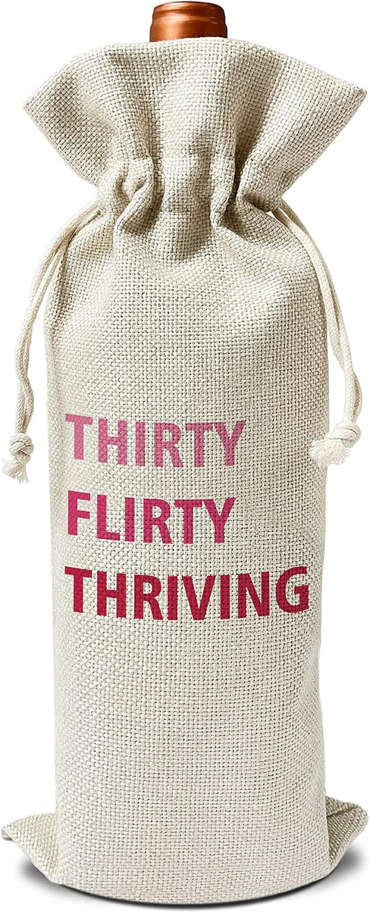 Zodvery 30th Birthday Wine Gift Bags - Gift for Thirty Birthday, 30 Years Old- Reusable Burlap With Drawstring Gift Bag (5.5"x 13.5")-1 Pcs/jiu019