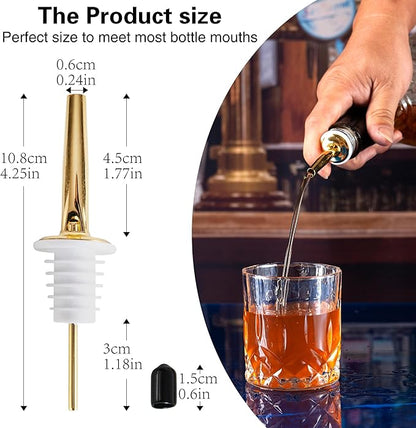 12 Pack Liquor Pourers Spouts for Liquor Bottles Gold Bar Pour Spouts Liquor Pourers with Dust Caps Bottle Pourers for Alcohol, Speed Pourers for Liquor Bottles(Gold, 12 Pack)