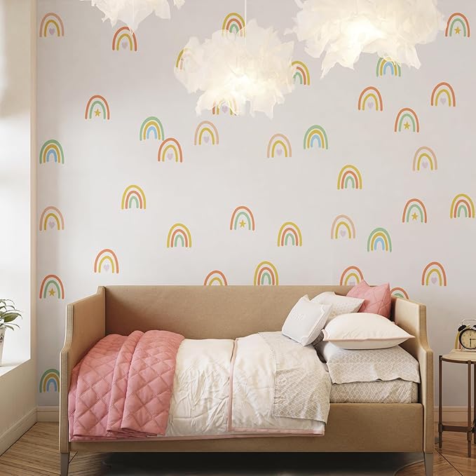 Rainbow Wall Stickers Kids Room Decals Peel and Stick Wall Decals for Living Room Bedroom Nursery Home Decor Playrooms Wall Decals (Color 04)