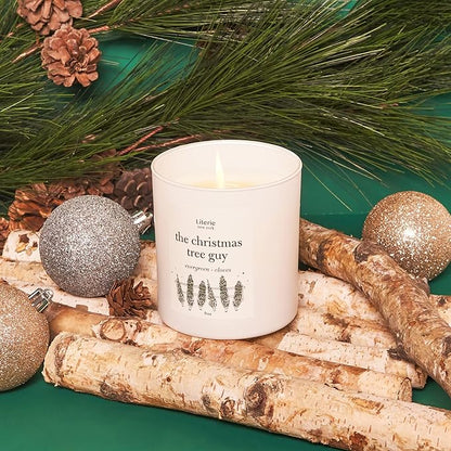 NYC Inspired Scented Candle: The Christmas Tree Guy - Evergreen & Cloves Scent, 9oz, 50 Hour Burn, Vegan Soy & Coconut Blend Candle for Home Decor, Gift for Women & Men