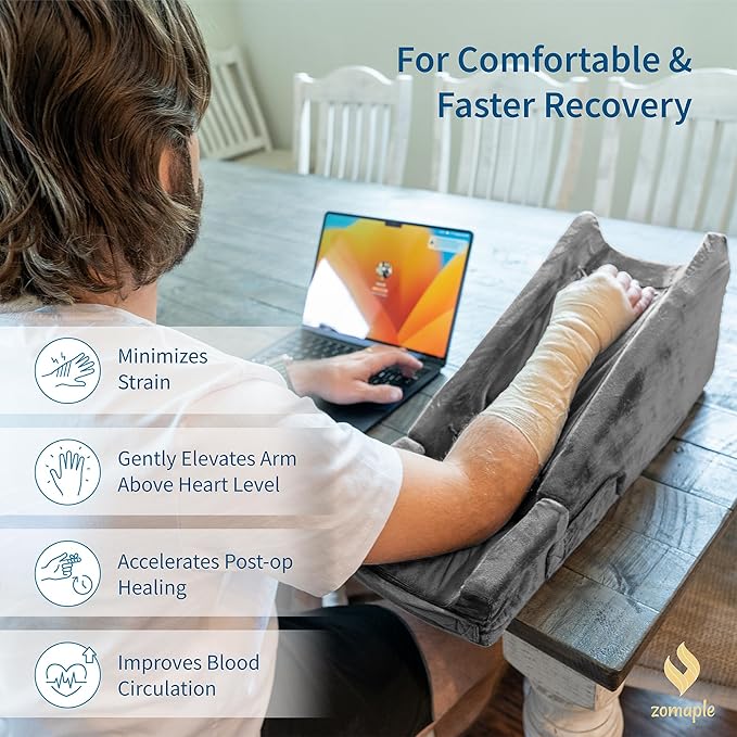 Zomaple Arm Elevation Pillow for Post Surgery Support - Recovery Boost Arm Pillow for Adults After Surgery - Arm Rest Pillow for Bed & Couch with Elbow Pillow [Patented Design]