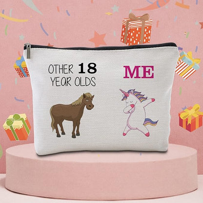 18th Birthday Gifts for Her Travel Makeup Bag Funny Unicorn Gift Bag Other 18 Year Old Me Unicorn Happy 18th Birthday Decorations18 Year Old Birthday Gifts Ideas