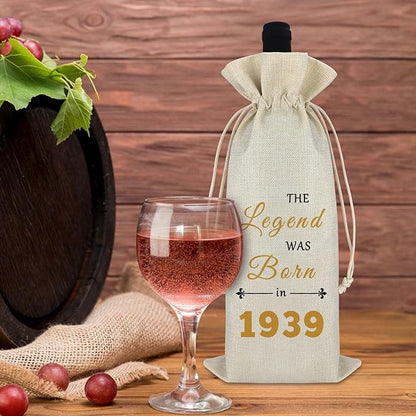 1939 85th Birthday Gift for Women Men Wine Bag 1939 Birthday Gift for Grandma Turning 85 Years Old Gift for Mom Aunt Wine Gift Bag Happy Birthday 85 Years Old Retirement Gift Drawstring Wine Wrap Bag