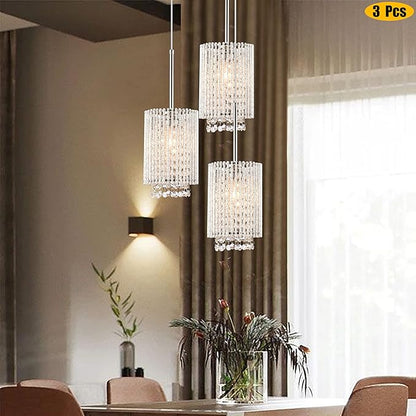 3 Pendant Lights Farmhouse Light Fixtures Kitchen Island Lighting Crystal Hanging Lamp Modern Pendants Ceiling Lamps,for Dinning Room Bedroom Hallway Bar (E26 Base)