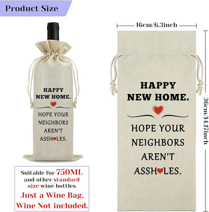 New House Gift Wine Bag Housewarming Gifts for Women Men First Time House Warming Gift New Home Owner Gift Realtor Gift to Clients Wine Bottle Cover Bag Housewarming Party Decorations Wine Gift Bag