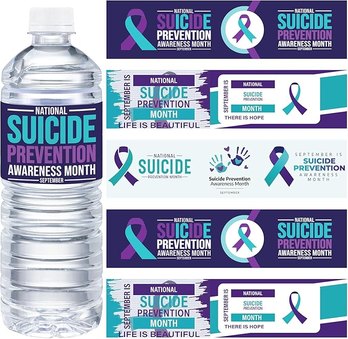 120 Pcs Suicide Prevention Awareness Decorations Water Bottle Labels 8.6" x 2" Suicide Prevention Awareness Party Supplies Stickers Wrapper for Suicide Prevention Awareness (Vibrant Color)