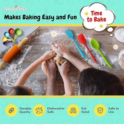 Young Chefs Cooking and Baking Set for Kids – 19 Pieces Real Kids Baking Set – Giftable Kids Baking Sets for Girls and Boys – Kids Cooking Set Real Tools