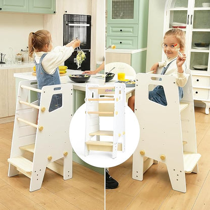 Toddler Tower - Adjustable Montessori Multi-Use Toddler Kitchen Stool, Safe Learning Tower, Essential Toddler Tower Learning Game Changer- Perfect Toddler Chair