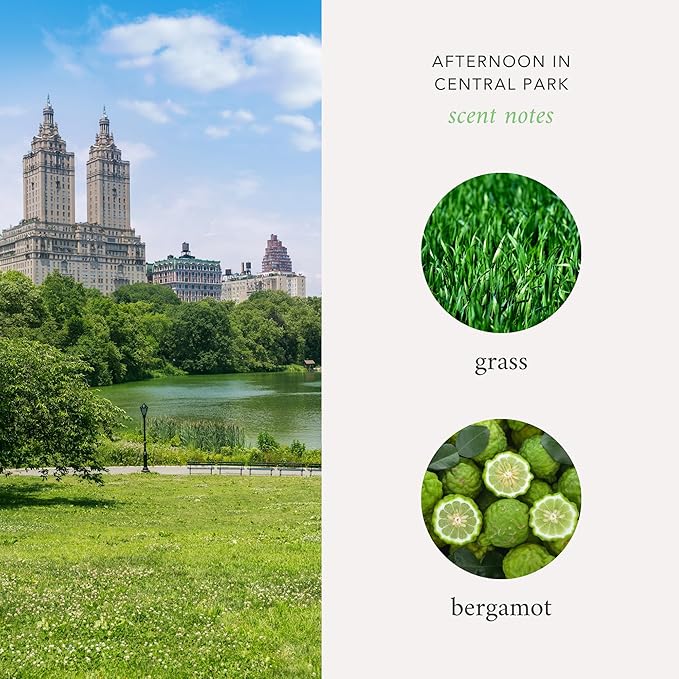 NYC Inspired Scented Candle: Afternoon in Central Park - Grass & Bergamot Scent, 9oz, 50 Hour Burn, Vegan Soy & Coconut Blend Candle for Home Decor, Gift for Women & Men