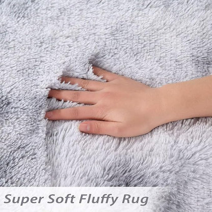 10x13 Feet Shag Area Rugs for Living Room Large Shaggy Fluffy Bedroom Carpet Soft Plush Throw Rugs for Nursery Kids Room Extra Large Fuzzy Furry Rug for Gilrs Boys Room Decor,Tie Dye Light Grey