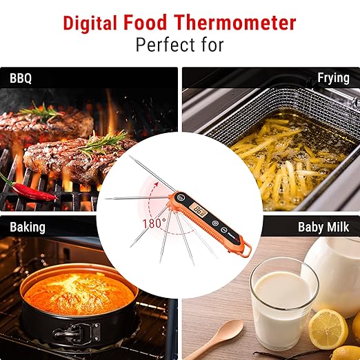 ThermoPro Digital Instant Read Meat Thermometer for Grilling Waterproof Kitchen Food LCD Thermometer with Calibration & Backlight Smoker Oil Fry Candy Thermometer