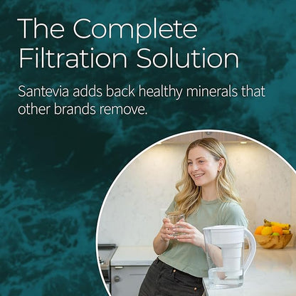 Santevia MINA Alkaline Water Filter Pitcher | Water Filtration System | Chlorine and Lead Filter | Water Purifier Pitcher | Home Water Filtration Pitcher | 9-Cup at Home Water Filter | Made in Canada