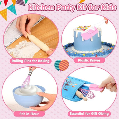 48 Pcs Kids Baking Supplies for Real Cooking Games Prize Party Favors, with Kitchen Utensil, Pot Holders, Spatula, Rolling Pin, Whisk for Kids Gifts, Baking Cooking Party (Small)