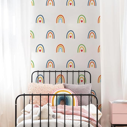 Rainbow Wall Stickers Kids Room Decals Peel and Stick Wall Decals for Living Room Bedroom Nursery Home Decor Playrooms Wall Decals (Color 02)