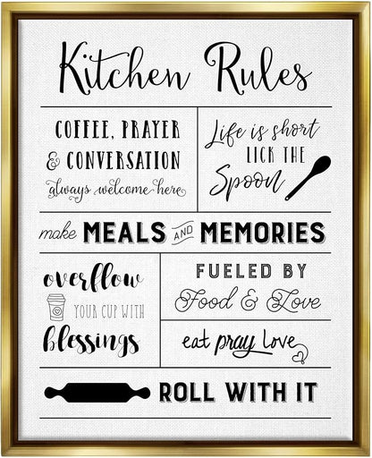 Stupell Industries Minimal Kitchen Rules Chart Framed Floater Canvas Wall Art by Amanda Murray