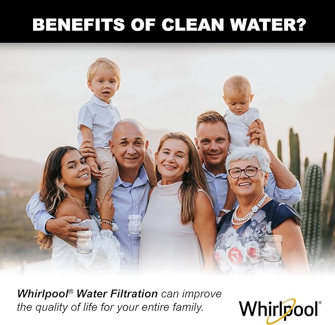 Whirlpool Undersink Premium Carbon Block Filter WHKF-DB2, 0.5 Micron Rating Reduces Mercury, Lead, Cysts, Asbestos, 6-Month Life, Use for Home Drinking Water Filtration or Reverse Osmosis System