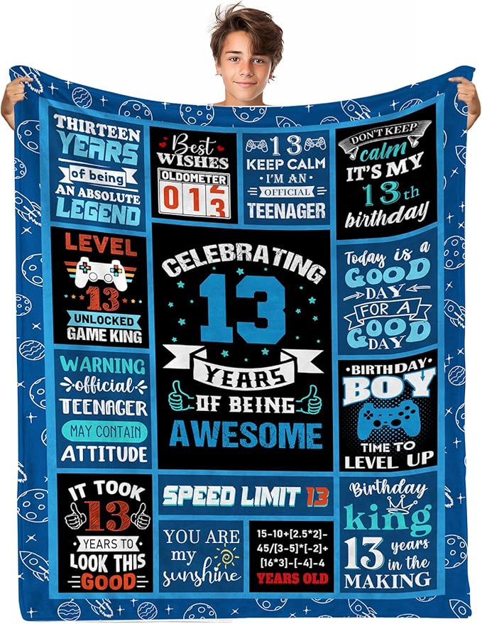 13 Year Old Boy Gifts Birthday Gifts for 13 Year Old Boys, Kids Blanket 80 x 60 Inches Warm Flannel Throw Blankets for Boys 13 Year Old Boy Birthday Gifts Ideas