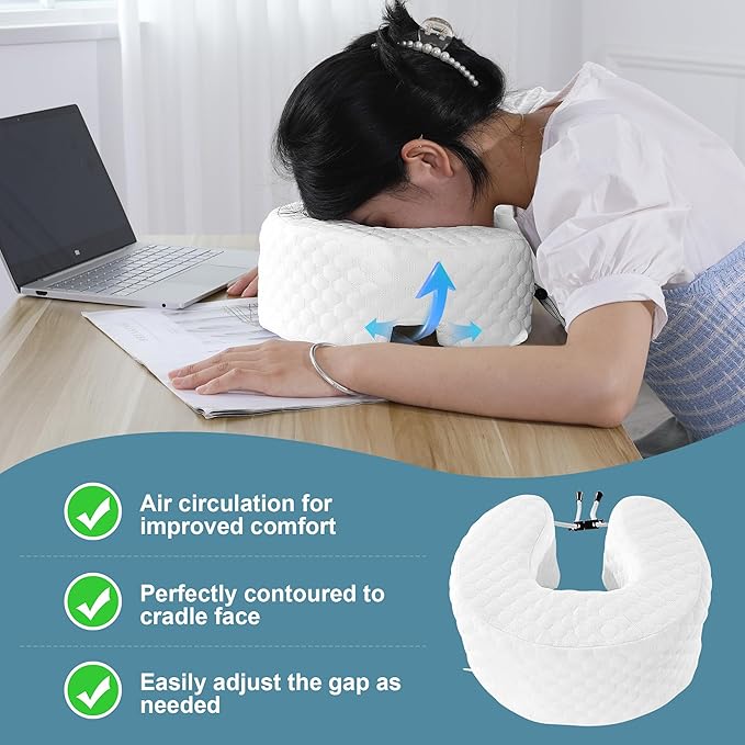 BALAPET Adjustable Face Down Pillow After Eye Surgery Breathe Easy Face Down Pillow Best for Prone Face-Down Resting, as a Home Massage Headrest, or Contoured Post-Eye Surgery Support.