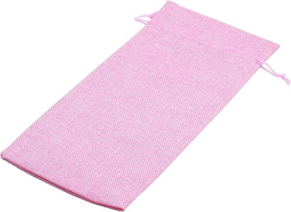 10pcs Pink Burlap Wine Bags, 15.0cmx35.0cm/6.0''x14.0'' Drawstring and Lining Wine Bottle Burlap Bags, Hessian Gift Bags, Storage Pouches