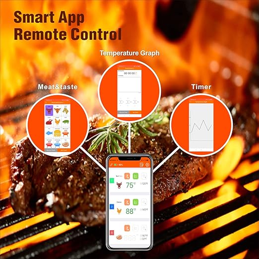 500FT Digital Meat Thermometer Wireless Thermometer with Multy Probes Bluetooth Thermometer Kitchen Thermometer for Smoker Grilling Oven (FS-51)