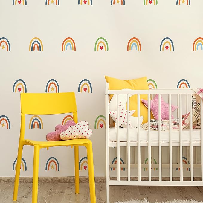 Rainbow Wall Stickers Kids Room Decals Peel and Stick Wall Decals for Living Room Bedroom Nursery Home Decor Playrooms Wall Decals (Color 02)