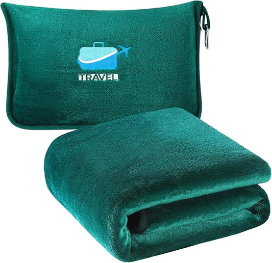 2 in 1 Travel Blanket with Neck Pillow Kit Alaska Cruise Essentials Carnival Ship Must Have Deployment Accessories Airplane Attendant Stuff Kids Travel Sheet Cute Small Safety Packable Flight Needs