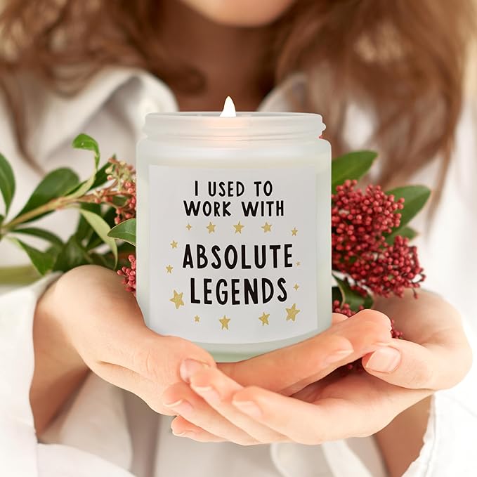 QASHWEY Coworker Leaving Gifts Candle, Farewell Thank You Candles Gifts for Coworkers Boss Women, Coworker Gifts Aromatherapy Candle, I Used to Work with Absolute Legends Jar Candles for Home Scented