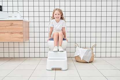 UNCLE WU Two Step Stool for Kids/Toddler/Adult -Height 10.0 ",Hold up to 200 Pounds,Non-Slip Safety Handles for Potty Training, Bathroom Sink,Bedside, Kitchen (2 Pack)