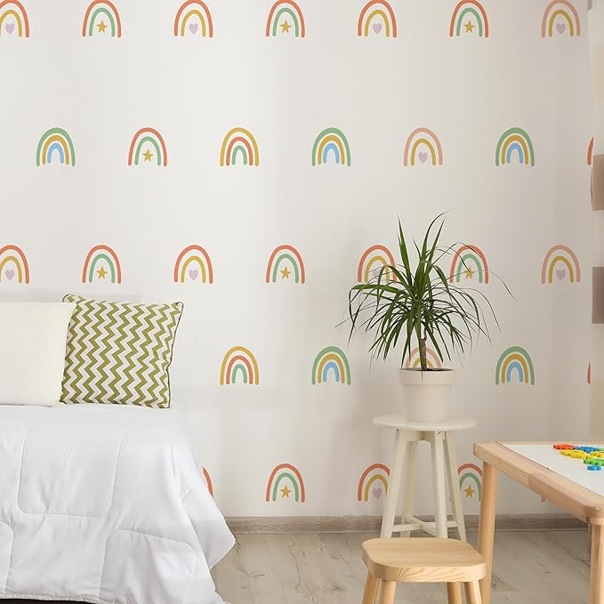 Rainbow Wall Stickers Kids Room Decals Peel and Stick Wall Decals for Living Room Bedroom Nursery Home Decor Playrooms Wall Decals (Color 04)