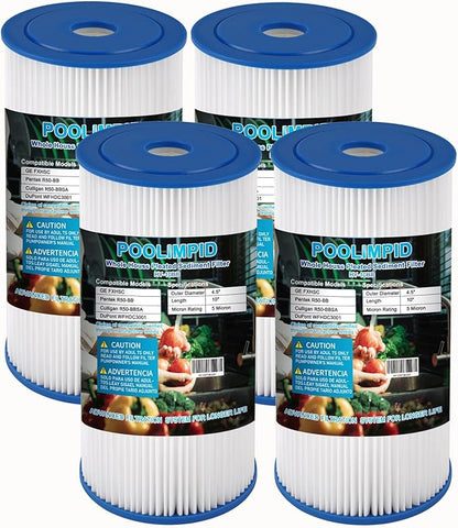 10" x 4.5" Whole House Water Filter, Compatible with GE FXHSC, GXWH40L, GXWH35F, Culligan R50-BBSA, American Plumber W50PEHD, W10-PR, 5 Micron, High Flow Sediment Filters,4 Pack