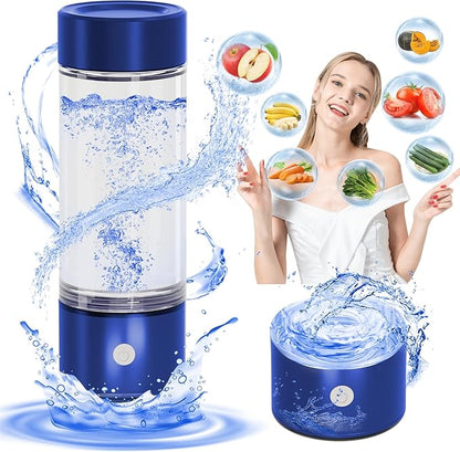 2024 Hydrogen Water Bottle, Portable Hydrogen Water Bottle Generator, 3Min Quick Electrolysis,Hydrogen Water Ionizer Glass Health Cup Suitable for Travel, Exercise,Home,Gift for Love(Blue)