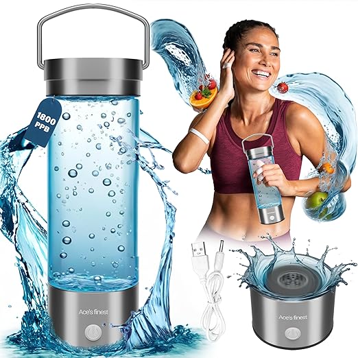 Portable Hydrogen Water Bottle with Handle 1800 PPB Hydrogen Water Bottle Generator with SPE PEM Technology Water Ionizer Hydrogen Water Machine Improve Water Quality in 3 Min for Home, Office, Travel