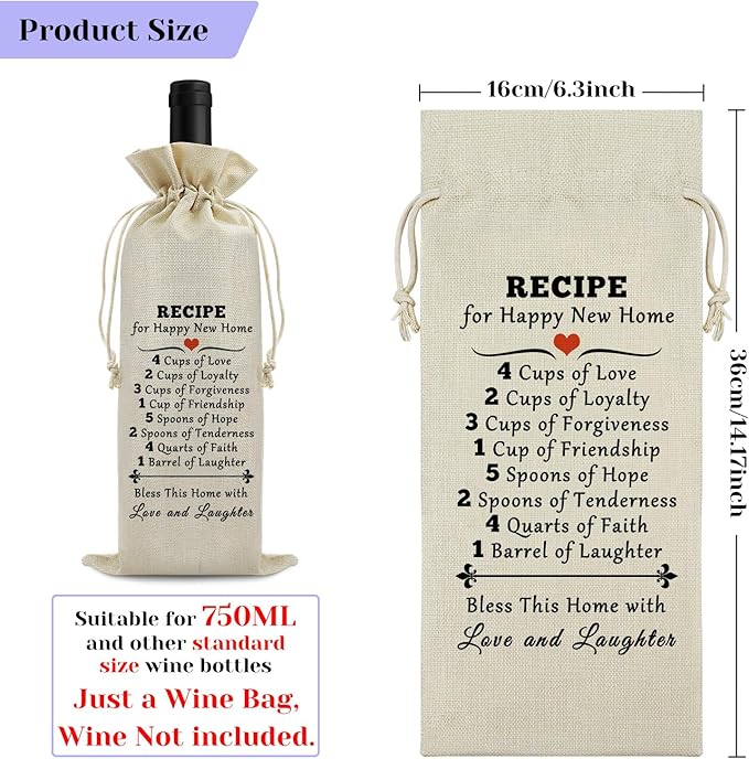 New Home Gift Housewarming Gifts for Home Owner Wine Bag Housewarming Party Decors New Home Gift Ideas Realtor Gift to Clients First New Home House Homeowner Gift Wine Bags for Wine Bottles Gifts