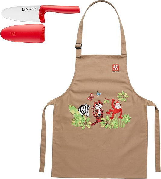 ZWILLING TWINNY Kids Chef’s Knife and Apron 2-pc set - Red