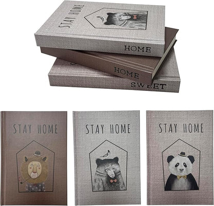 Neutral Home Books Decor Display for Living Room and Office,Paris Tokyo New York Fashion Decorative Book Hardcover Fake Decorative Books for Coffee Tables (Bear)