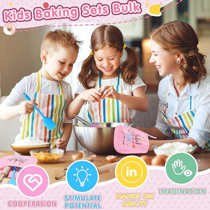 48 Pcs Kids Baking Supplies for Real Cooking Games Prize Party Favors, with Kitchen Utensil, Pot Holders, Spatula, Rolling Pin, Whisk for Kids Gifts, Baking Cooking Party (Medium)