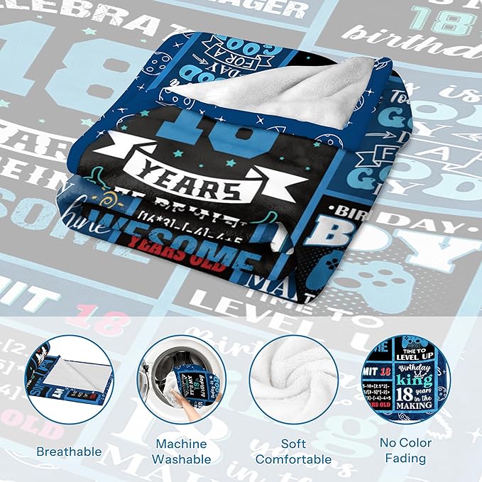 18 Year Old Boy Gifts Birthday Gifts for 18 Year Old Boys, Kids Blanket 60 x 50 Inches Warm Flannel Throw Blankets for Boys 18 Year Old Boy Birthday Gifts Ideas