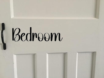 Pack of 3 Home Door Sign Stickers - Bedroom Décor - Bathroom Door Sign - Toilet - Kitchen - Living Room (Bedroom)