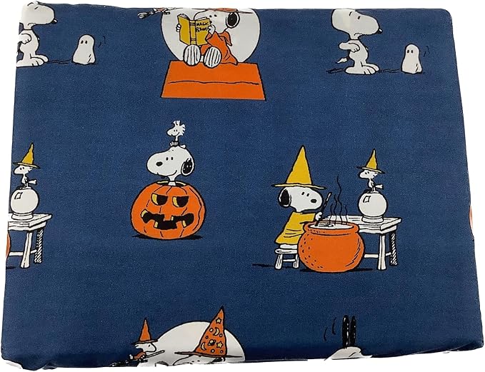 Berkshire Blanket & Home Co. Peanuts Halloween Fall Themed Sheet Sets (Navy - Witch, Cauldron, Pumpkin, Queen)