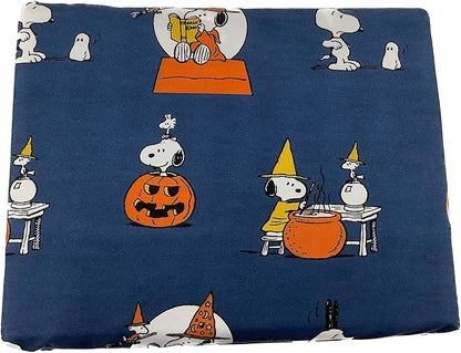 Berkshire Blanket & Home Co. Peanuts Halloween Fall Themed Sheet Sets (Navy - Witch, Cauldron, Pumpkin, Queen)