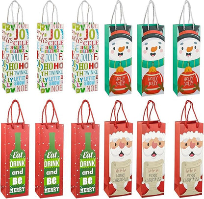 12pc, Christmas Decoration Supplies Cartoon Old Man Paper Bag Red Wine Bag Wine Bottle Bag Restaurant Hotel Dining Table Decoration Supplies